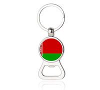 Belarus Flag Beer Bottle Opener Metal Glass Crystal Keychain Travel Souvenir Gift Keyring Accessories