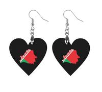 Belarus Map Flag Trendy Wooden Earrings Lightweight Charms Pendant Hooks Gifts for Women Star