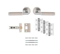 Belas Latch Pack Ultimate Door Pack Complete Internal Door Handle and Latch Set for Residential and Commercial Use (Satin Nickel/Polished Chrome)