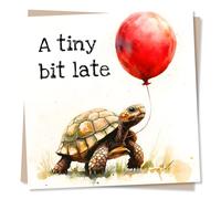 Belated Birthday Card Female - Tortoise, Balloon - Humorous, Late, Forgot