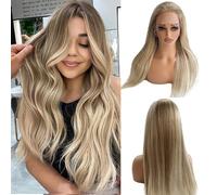 Belaved Lace Front Wig Straight 13x4 Hd with Lace Closure Wig with Baby Hair 150% Density #8T18/60 Ombre Ash Brown to Blonde Reflections Human Hair B