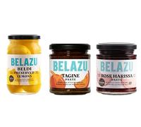 Belazu Beldi Preserved Lemons, Tagine Paste, and Rose Harissa Paste, Moroccan-Style