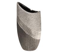 belcourt large ceramic deco vase - grey and silver