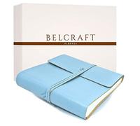 BELCRAFT Dolci Leather Photo Album, Made in Italy, Memory Photo Album, Scrapbook, Picture Album 6x4 for Family, Including Special Box (22x22 cm) Aqua