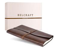 BELCRAFT Tivoli A4 Large Recycled Leather Bound Journal, Notebook, Notepad, Including Gift Box, A4 (21x30 cm) Brown