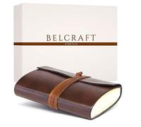 BELCRAFT Tivoli small Large Recycled Leather Bound Journal, Notebook, Notepad, Including Gift Box (9x13 cm) Brown