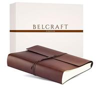 BELCRAFT Vietri Large Recycled Leather Photo Album, MADE IN ITALY, Memory Photo Album, Scrapbook, Picture Album 6x4, Gift Idea & Gift for Family, Including BOX, A4 (23x30 cm) Brown