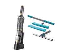 Beldray 2 in 1 Vacuum Cleaner & Window Squeegee Set - Rechargeable Cordless Hand Vac with HEPA Filter & 2 Speeds, 5-Piece Window Cleaner with Extendable Pole, Portable, Streak-Free, Lightweight