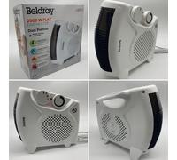 Beldray 2000W Upright/Flatbed Fan Heater with Thermostat, Cool Air Function, Overheat Protection - Portable Compact