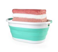 Beldray Collapsible Laundry Basket - 28 Litre, Carry Handles, Laundry Hamper, Wet/Dry Washing Basket, Portable, Compact Storage, Festivals/Camping, Lightweight, 62 x 45x 27.5 cm, Mint Green
