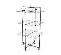 Beldray 30 Metre 3-Tier Tower Airer - Space-Saving Foldable Clothes Drying Rack with Locking Wheels, 10 Hanger Holes and 15kg Max Load, Perfect for Family Laundry