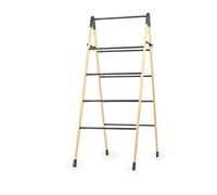 Beldray 4 Tier Clothes Airer-Folding Ladder Design, Bamboo Frame, Steel Poles, Maximum 10 kg, Lightweight, Compact Storage, Expands Horizontally from 3.4 m to 6.1 m, Aluminium, Wood, L