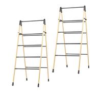 Beldray 4-Tier Extendable Bamboo Airer Set - 2 Foldable Clothes Drying Racks with Bamboo Frame & Steel Bars, 10 kg Capacity, Lightweight & Compact, Expands from 3.4 m to 6.1 m, Ideal for Family Use