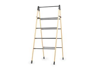 Beldray 4 Tier Extendable Clothes Airer - Foldable Ladder Design, Strong Bamboo Frame, Sturdy Steel Bars, Max Load 10kg, Lightweight, Compact Storage, Expands Horizontally From 3.4 m To 6.1 m