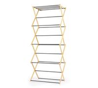 Beldray 4 Tier Folding Clothes Airer-Strong Bamboo Frame, Heavy Duty Steel Rods, Maximum Load 15kg, Lightweight, Compact Storage, 8M Drying Room, Foldable Concertina Design, Engineered Wood, L