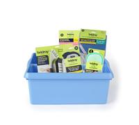 Beldray 6-Piece Cleaning Bundle - Includes Storage Caddy with 8 Microfibre Cloths, 3 Cleaning Pads, Dusting Gloves, Grout Brush and Scrubbing Brush, Kitchen/Bathroom Cleaning