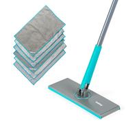 Beldray Anti-Bac Clip-to-Grip Large Mop, Tiles/Floor/Window/Mirrors, Hygienic Push Release Handle, 360° Swivel Head, 6 Machine Washable, Cleaning/Scrubbing/Dusting, Wet & Dry, Grey, Includes 6 Cloths