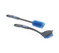 Beldray Anti-Bac Dish & Bottle Brushes - 2pk Ultra-Grip Round/Bottle Brush with Scratch-Free Rubber Heads & Scraper, Ergonomic Easy-Grip Handle with Thumb Pad, Antibacterial Treated, Hanging Hook