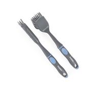 Beldray Anti-Bac Dish Brush Set - 2pk Ultra-Grip Square & Slim Brushes with Scraper, Scratch-Free Bristles, Ergonomic Easy-Grip Handle, Antibacterial Treated, Non-Stick Safe, Hanging Hook