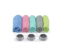 Beldray Anti Bac Microfibre Cloth And Hook Set, 5 Pack With 3 Hooks | Washable, 53% Recycled Polyester, Anti Bacterial Microfibre, For Kitchen Bathroom Car, Multi Surface Dust Grease Removal