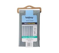 Beldray LA028268LGRYUFFEU7 Antibac Shower Curtain - Quick & Easy to Use, 12 Hanging Hooks, Easily Wipes Clean & Protects Against Bacteria*, Treated with Zinc Pyrithione, Approx. 180 cm x 180 cm