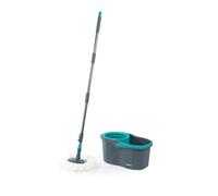 Beldray Anti-Bac 360° Dual Wring Spin Mop & Bucket Set - Push-Powered Spin Action, Wash & Dry Wringers, 3.6L Capacity, Adjustable 125cm Pole, 2 Microfibre Mop Heads, Antibacterial Cleaning System
