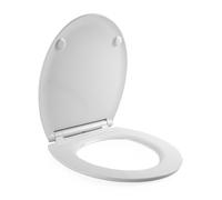 Beldray Anti-Bac Toilet Seat, D-Shaped, Soft Close, White | Quick Release One Touch Button, Duroplast Construction, Ultra-Slim Profile, Fits Most Standard Toilets, 37.3 x 45.4 cm