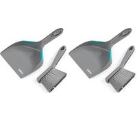 Beldray Antibac Countertop Dustpan & Brush Set - 18 x 5 cm Compact Size, Tough Non-Scratch Bristles, Hard Flooring, Antibacterial, Rubber Cleaning Teeth, Raised Base for Angled Sweeping (Pack of 2)