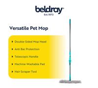 Beldray AntiBac Pet Plus Flat Mop - 2 In 1 Hard Floor Cleaner Sweep Fl