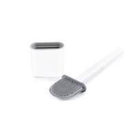 Beldray LA028954UFTSF Slim Toilet Brush - Silicone Head for Bathroom, Toilet Bowl Cleaning Brush, Slimline Head To Reach Under Rim, Antibacterial Soft Bristles, Non-Scratch, Easy Grip Non-Slip Handle