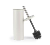 Beldray Toilet Brush & Holder - AntiBac Treated, Non-Scratch Silicone Bristles, Splash Proof, Discreet Closed-Top Design, Long Handle, Easy Clean Hygienic Head, Resists Staining, Metal/Grey