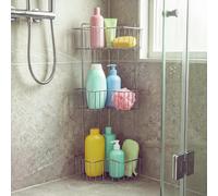 Beldray Corner Shower Caddy, 3 Tier Bathroom Storage With 3 Baskets, Chrome | Anti-Rust Finish, Space-Saving Corner Frame, Sturdy Bottle Storage, For Showers And Bathrooms, 3 Shelf Corner Design