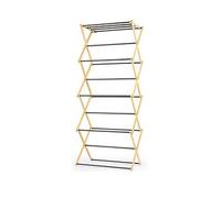 Beldray 4 Tier Folding Clothes Airer-Strong Bamboo Frame, Heavy Duty Steel Rods, Maximum Load 15kg, Lightweight, Compact Storage, 8M Drying Room, Foldable Concertina Design, Engineered Wood, L