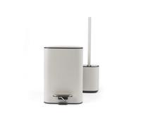 Beldray Bathroom Bin And Toilet Brush Set 3L Grey | Powder-Coated Finish, Fingerprint-Resistant Surface, Soft-Close Lid, Pedal Operation, Removable Inner Bucket, 2-Piece Set