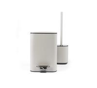 Beldray Bathroom Bin And Toilet Brush Set 3L Grey | Powder-Coated Finish, Fingerprint-Resistant Surface, Soft-Close Lid, Pedal Operation, Removable Inner Bucket, 2-Piece Set
