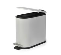 Beldray Bathroom Pedal Bin - 5 Litre Small Toilet Bin, Soft Closing Lid, D-Shaped Sanitary Waste Bin for Bedroom, Office, Kitchen, Powder-Coated Finish, Space-Saving, Grey