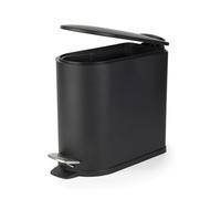 Beldray Bathroom Pedal Bin - 5 Litre Small Toilet Bin, Soft Closing Lid, D-Shaped Sanitary Waste Bin for Bedroom, Office, Kitchen, Powder-Coated Finish, Space-Saving, Black