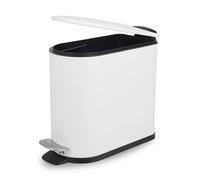 Beldray Bathroom Pedal Bin - 5L, Soft Closing Lid, D-Shaped, White, Space-Saving