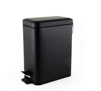 Beldray LA041173BLKFEU7 Bathroom Pedal Bin - Rectangular Soft-Close Lid Rubbish Bin, Kitchen/Bedroom/Office Waste, 5 L Capacity Removable Inner Bucket, Slim Design, Portable Carry Handle, Black