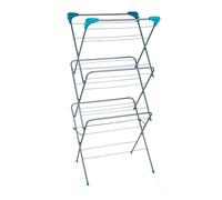 Beldray LA050397EU 3-Tier Clothes Airer - Collapsible Indoor Drying Rack, Foldable Clothes Horse, 15 M Drying Space and Four Side Wings, Standing Laundry Dryer, Easy to Assemble Towel Rack, Turquoise