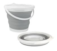 Beldray Collapsible Bucket - 10L Foldable Silicone Bucket, Sturdy Handle, Ideal for Travelling & Fishing, Space-Saving Design, Multi-Purpose Bin, Portable Home Cleaning, Camping, Water Basket, Grey
