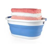 Beldray Collapsible Laundry Basket - 28 Litre, Carry Handles, Laundry Hamper, Wet/Dry Washing Basket, Portable, Compact Storage, Festivals/Camping, Lightweight, 62 x 45x 27.5 cm, Cornflower Blue