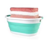 Beldray Collapsible Laundry Basket - 28 Litre, Carry Handles, Laundry Hamper, Wet/Dry Washing Basket, Portable, Compact Storage, Festivals/Camping, Lightweight, 62 x 45x 27.5 cm, Mint Green
