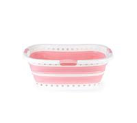 Beldray Collapsible Laundry Basket - 37 Litre, Curved Hip Hugger Shape for Comfort, Lightweight, 2-Way Non-Slip Ergonomic Handles, Dry & Wet Washing, Space Saving, Foldable Laundry Basket, Pink