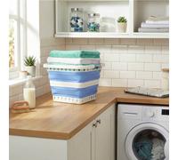 Beldray Collapsibles Collapsible Laundry Basket 40L Pop Up, Blue | Folds Flat For Storage, Lightweight With Carry Handles, Wipe-Clean Surface, For Clothes Towels Bedding, Pop-Up Storage Use