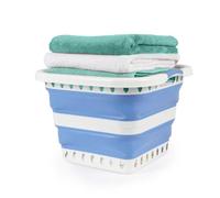 Beldray 40L Collapsible Laundry Basket - Foldable Washing Basket, Compact, Easy to Clean, Convenient Carry Handles, Pop Up Storage Container, Portable Washing Tub, Space-Saving, Blue