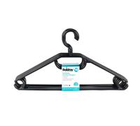Beldray COMBO-5794 120 Pack Black Plastic Clothes Hangers, Unisex Adult Garment Holders, Space Saving Storage and Wardrobe Organisation, Multipurpose Hangers with Trouser Bar and Hook for Ties/Scarves