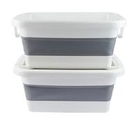 Beldray COMBO-8810 Stackable Laundry Basket - 2 Pack, 36 Litre Capacity, Easily Organise & Sort Laundry, Innovative Stacking & Locking Functions, Easy Carry Handles, White & Grey, Space Saving Design
