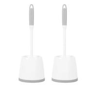 Beldray COMBO-9042 Antibac Toilet Brush - 2 Pack Toilet Cleaner With Holder, Durable & Tough Bristles Treated To Eliminate Bacteria Build Up, Secure Brush Topper, Compact Non-Slip Base For Bathrooms