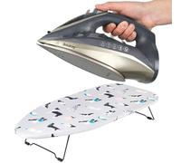 Beldray COMBO-9210 Iron & Ironing Board Set - Titanium 2-in-1 Cordless Steam Iron, Ceramic Soleplate, 140g/min Steam Shot, 230ml, Small Tabletop Ironing Table, Lightweight, 73 x 31 cm, Dog Print Cover